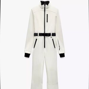 Zara White Jumpsuit with Black Accents